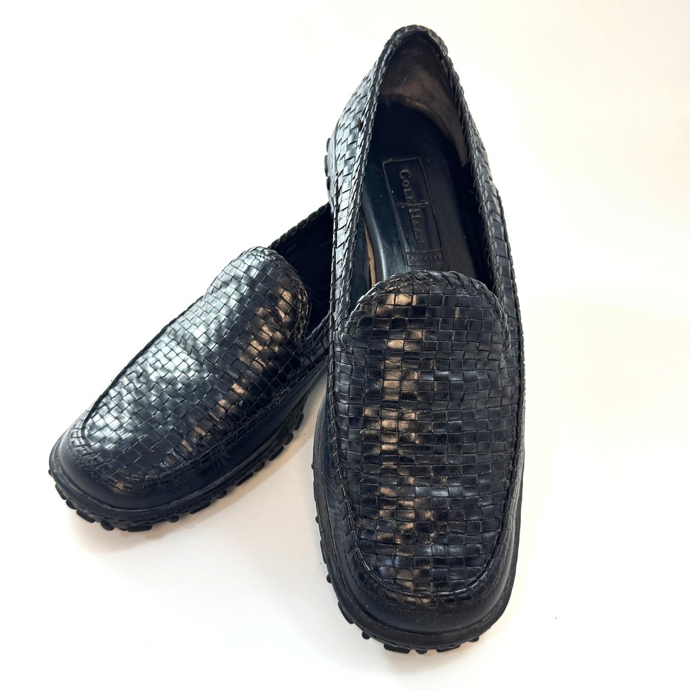 Cole Haan Country Black‎ Woven Leather Loafers Drivers F9428 Brazil 7.5